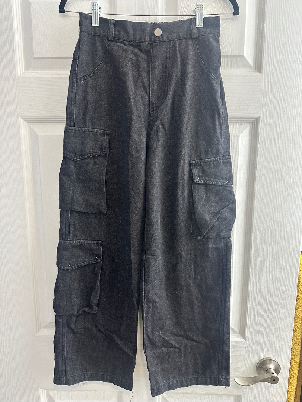 Kids Black Cargo Jeans with Multi-Pocket Utility Style